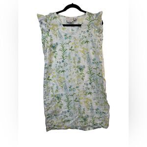 Linen Medium Laura Ashley floral ruffle sleeve midi dress